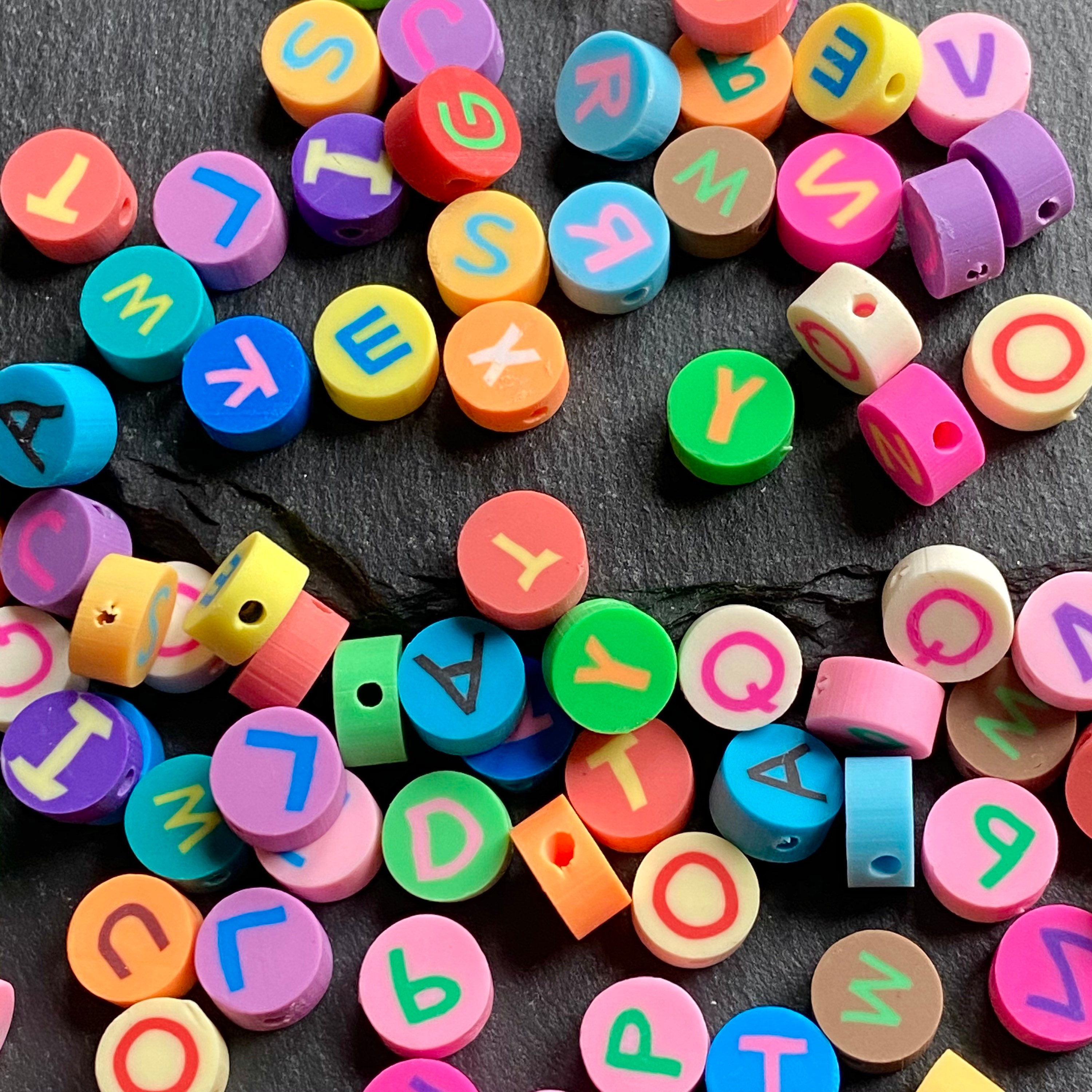 25pc Alphabet Polymer Clay Fimo Beads Letter Polymer Clay Etsy