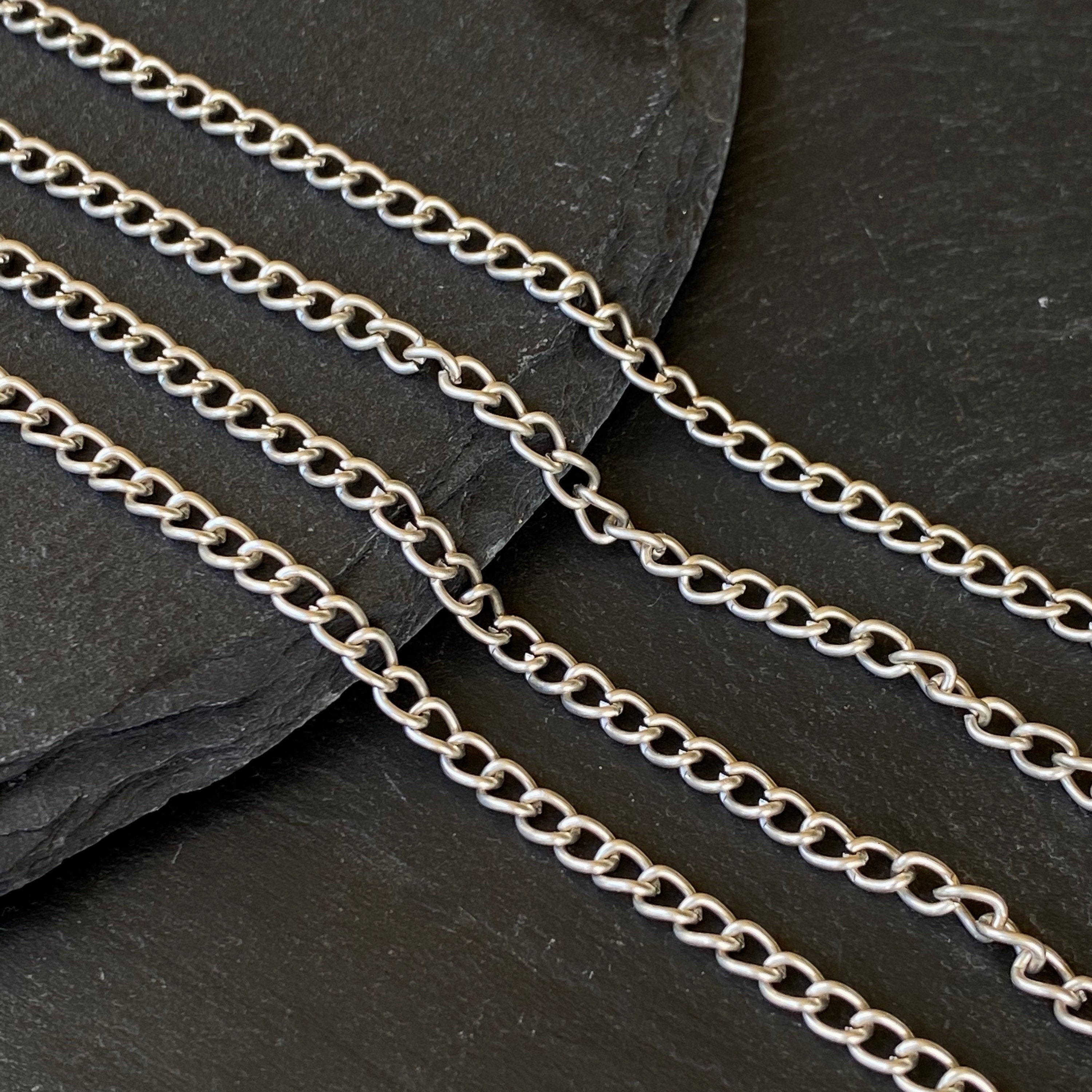 Silver Plated Twisted Link Cable Chain Matte Silver Necklace Etsy