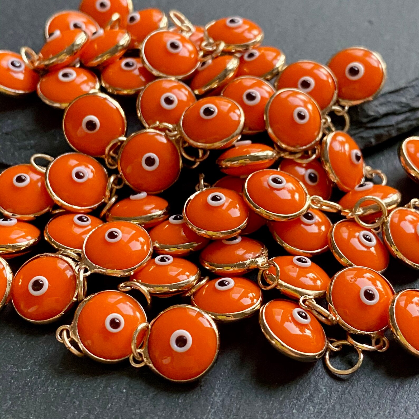 Gold Plated Evil Eye Bead Round Evil Eye Glass Evil Eye Etsy