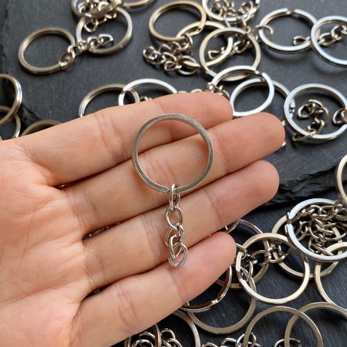 100Pcs 25MM DIY Polished Silver Key Rings Key Chain Split Ring Jewelry Findings 