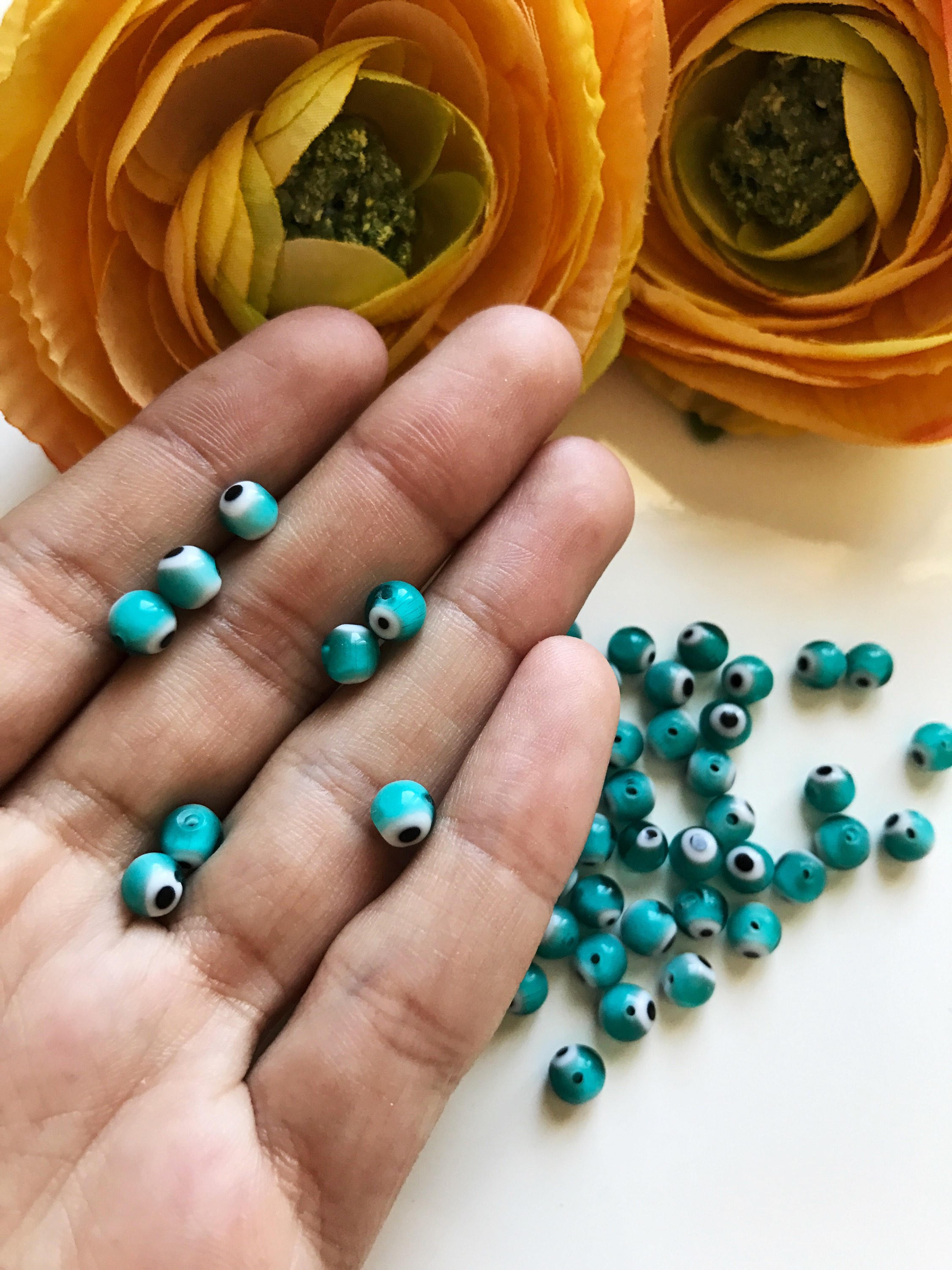 50pcs Blue evil eye beads 6mm Turqouise glass beads Etsy