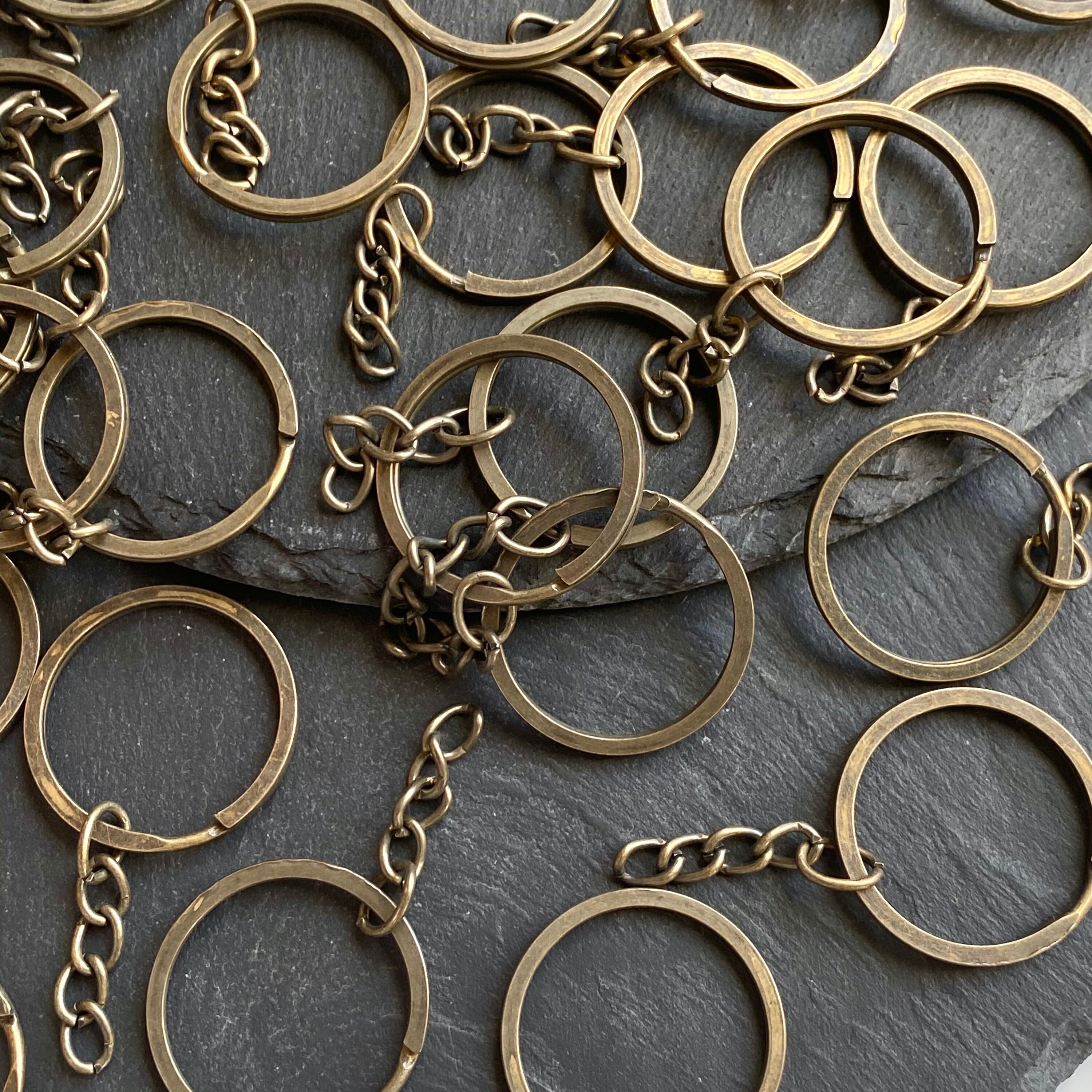 BronaGrand 200 Pieces 10mm Small Bronze Key Chain Rings Split Ring Key Chains for Keys Organization 