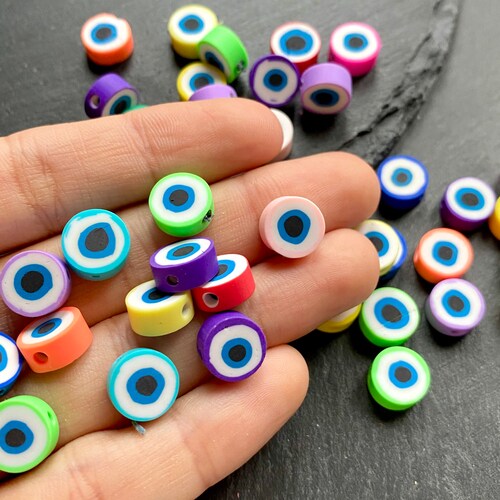 10mm Polymer Clay Multi Color Evil Eye Beads Protection Etsy