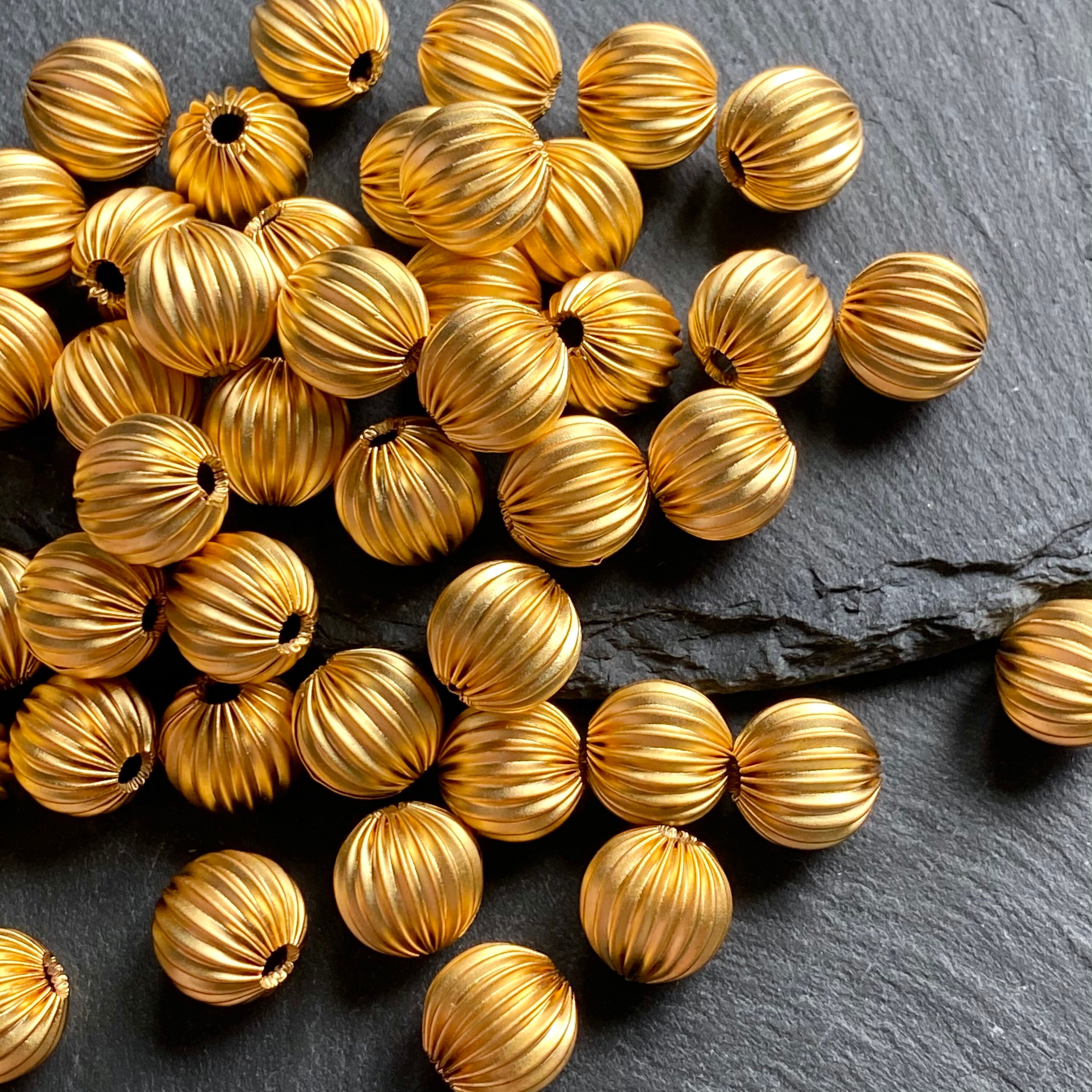 Matte Gold Corrugated Beads Gold Filled 12mm Corrugated Etsy