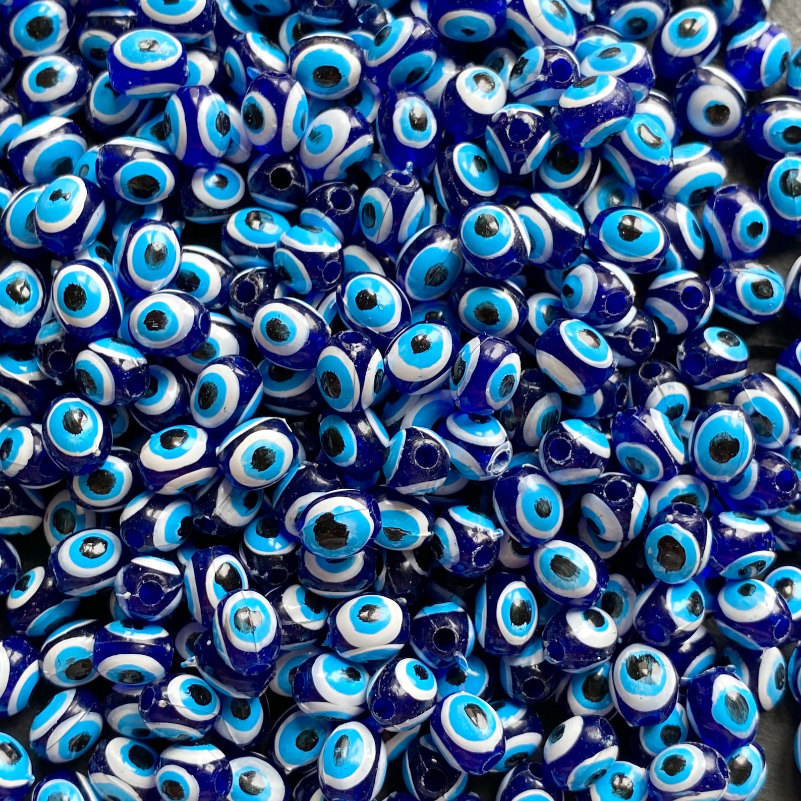 10mm Blue Evil Eye Beads for Protection Jewelry Oval Dark Etsy