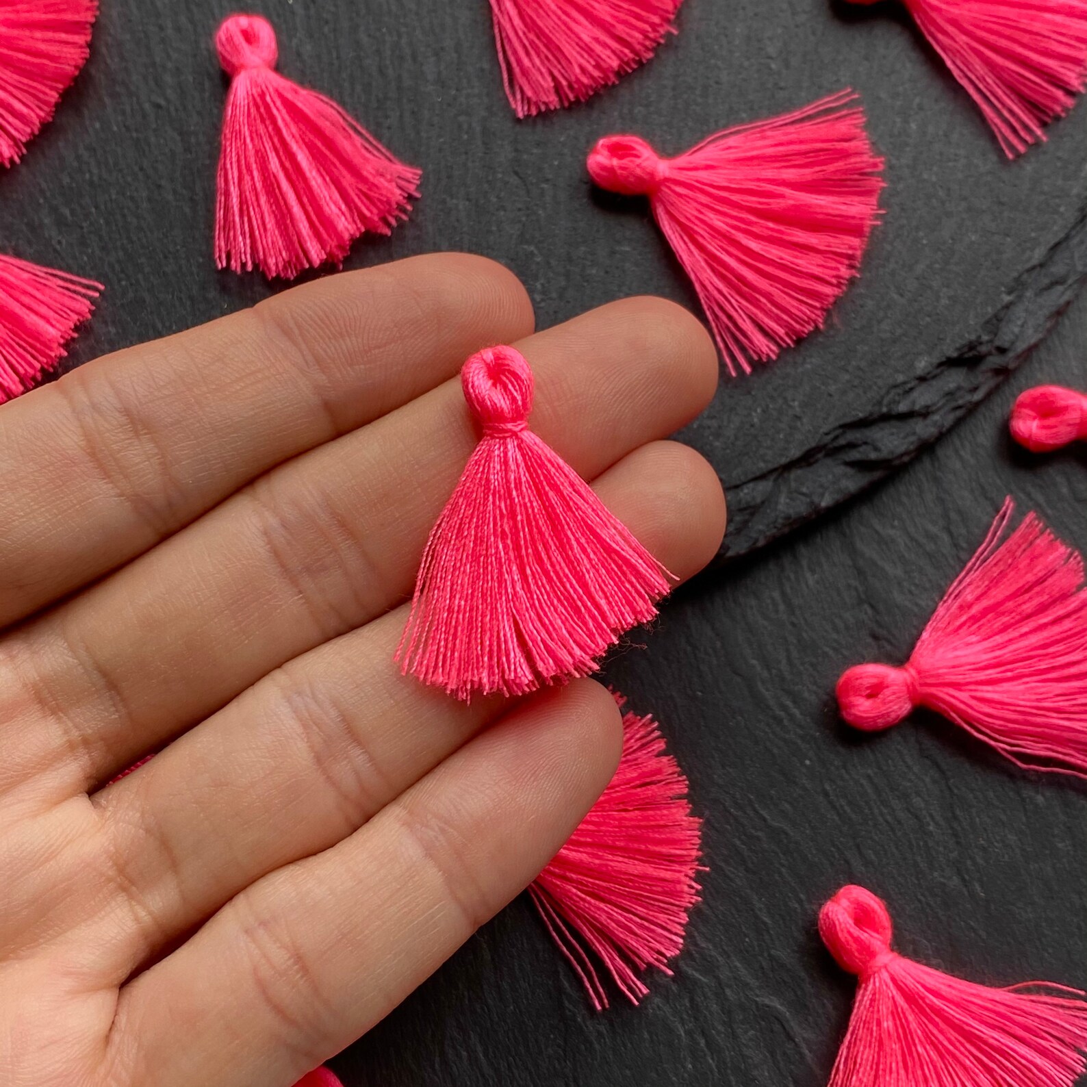 Neon Pink Tassels Tiny Thread Cotton Tassels for Making Etsy UK