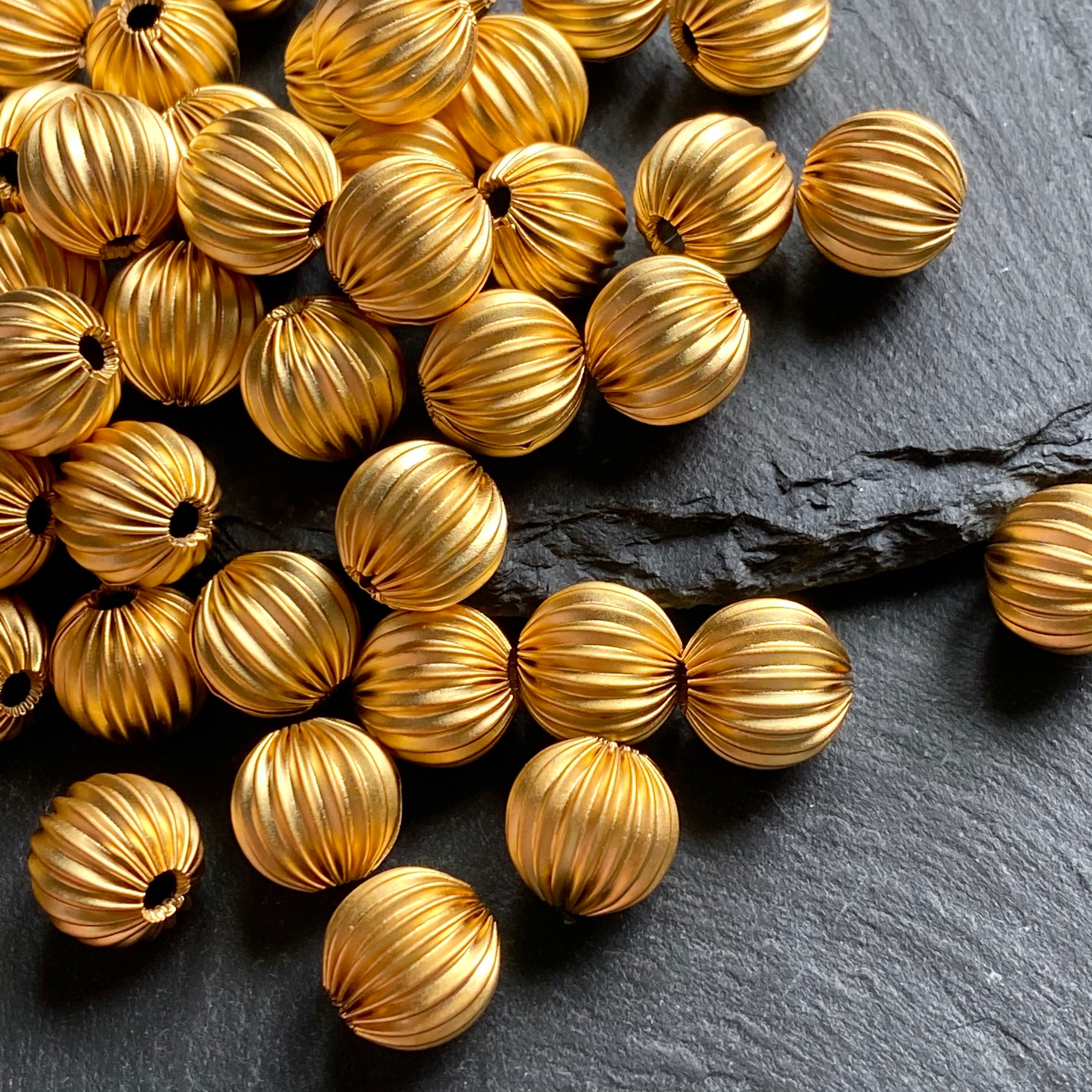Matte Gold Corrugated Beads Gold Filled 12mm Corrugated Etsy
