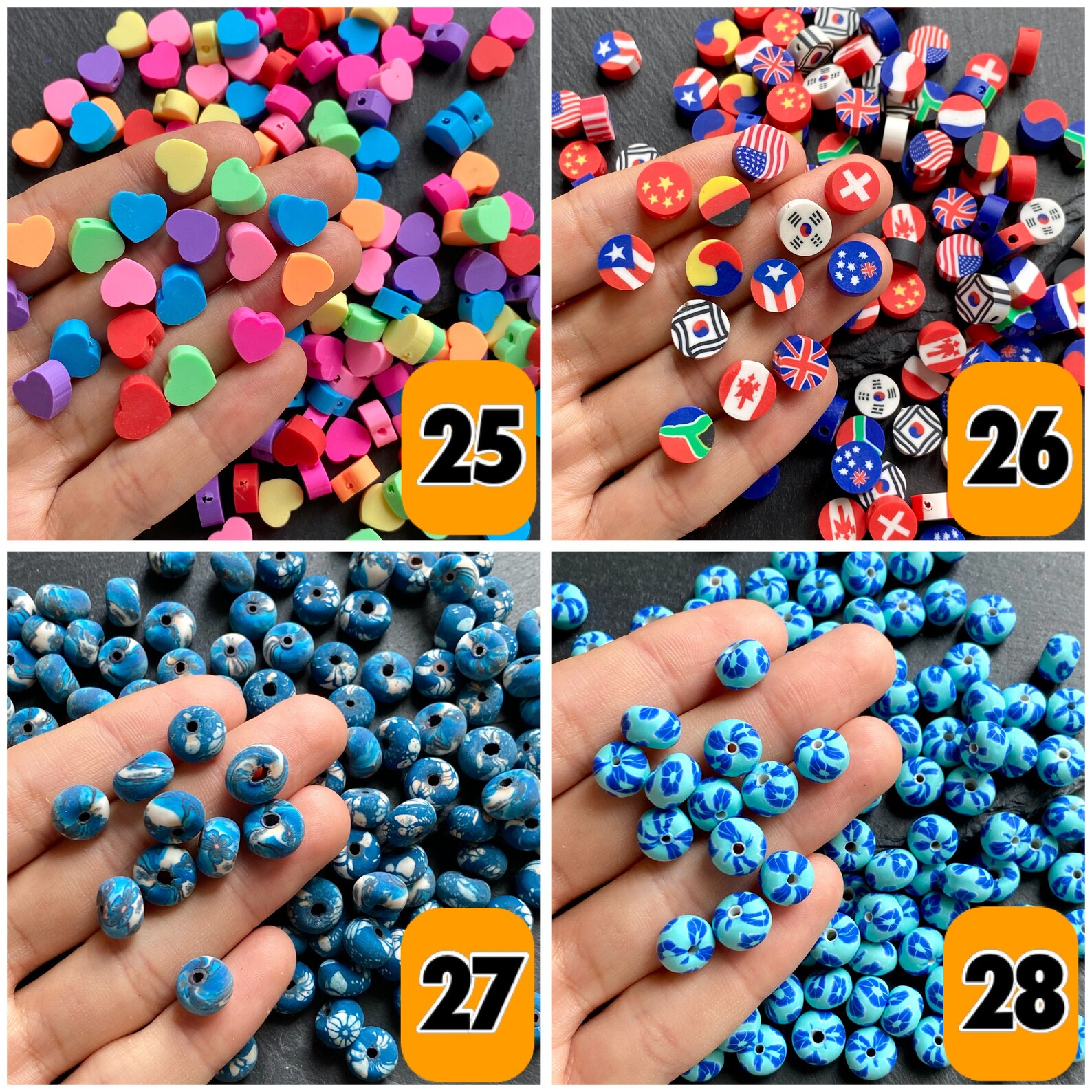 100pcs Wholesale Polymer Clay Fimo Beads Flower Clay Beads Etsy