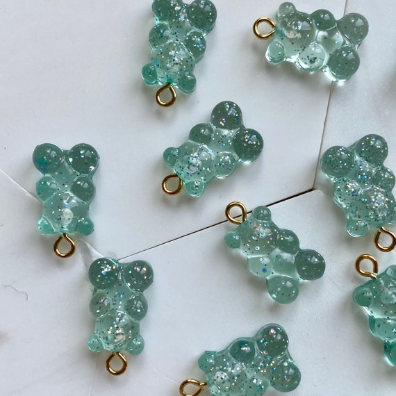 Turquoise Glitter Gummy Bear Charms Bubblegum Chunky Jewelry | Etsy