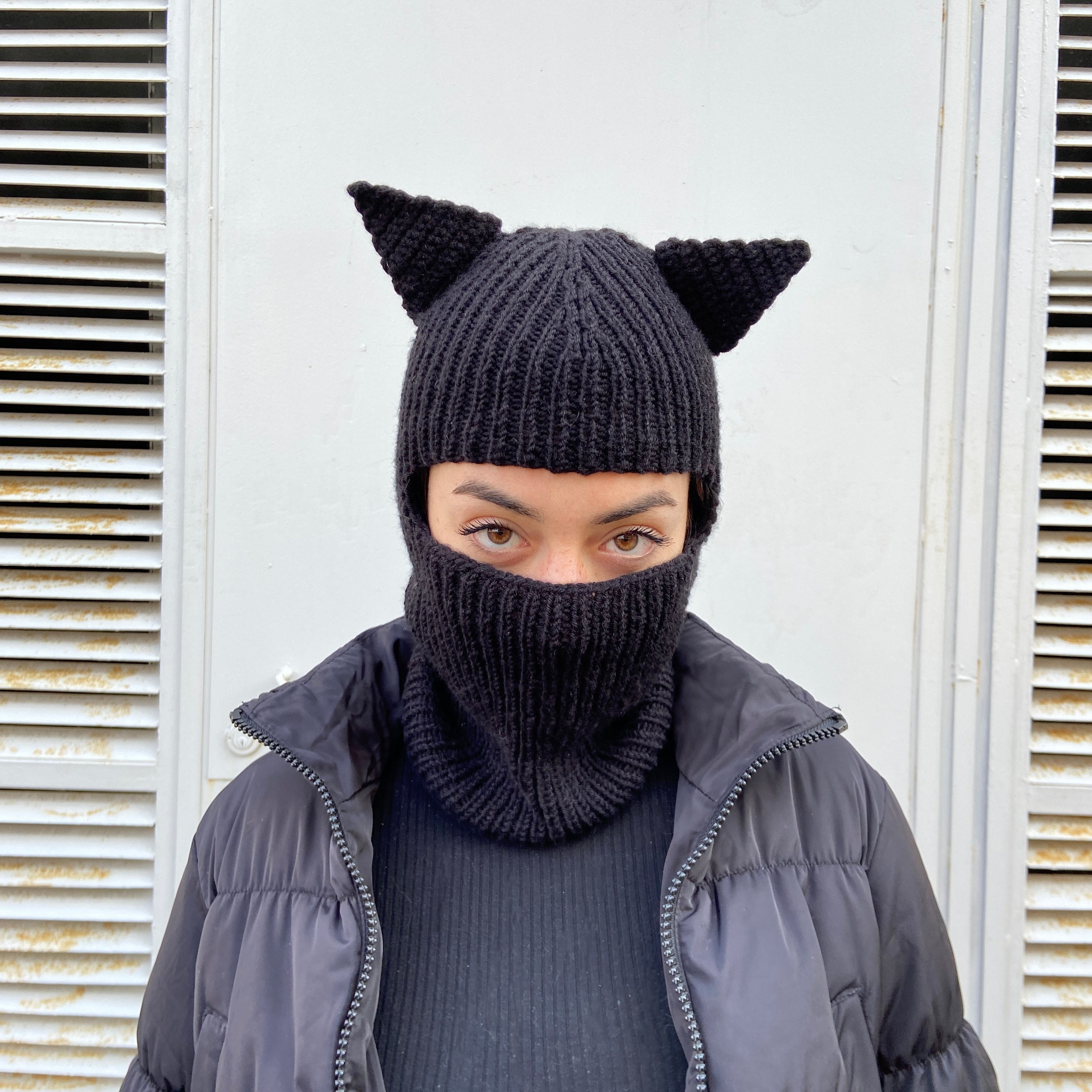 Black Knitted Balaclava or Beanie Warm 