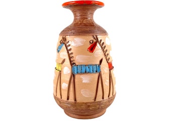 Vintage Rare Fratelli Fanciullacci Vase, hand painted, MCM
