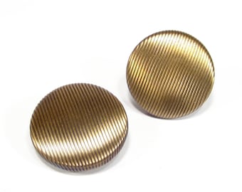 Large round haute couture ear clips bronze original 80s vintage ear clips gold retro 4 cm stripes made in Germany