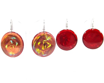 Large holograph earrings Red or pink disco 80s 5.5x4 cm the DZ company New York