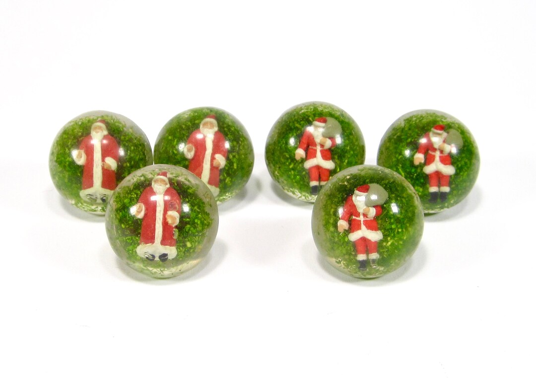 6 Handmade Resin Rings Set Round Santa Claus Christmas Plastic Rings ...