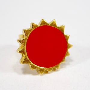 red gold vintage ring sun gold synthetic resin funky retro Kaltemail Cologne 1996