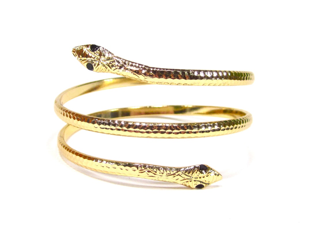 Golden Snake Bangle Two Heads About 4 Cm in Size Adjustable - Etsy