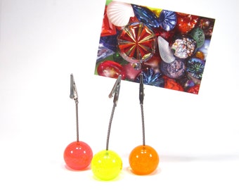 Colorful Photo Stand note holder NEON Ball Lights at Black Light Yellow Pink Orange 90s Office Supplies Made in Germany