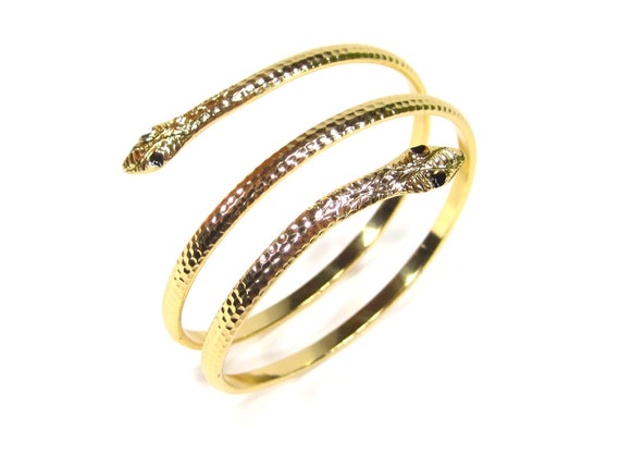 Golden Snake Bangle Two Heads About 4 Cm in Size Adjustable - Etsy
