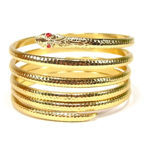 Gouden slangenarmband ca. 7 cm hoog, maten verstelbaar