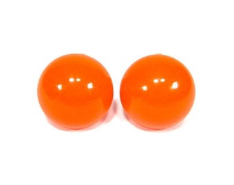Orange vintage ear clips round original 70s 2.8cm rockabilly style earrings