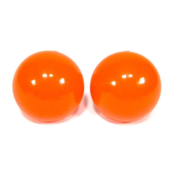 Orange vintage ear clips round original 70s 2.8cm rockabilly style earrings