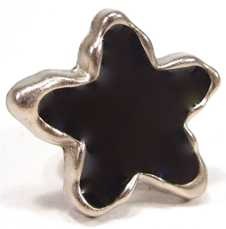 Ring star black, black silver gothic, black star, Resin resin, retro black SoHo 1996, handmade in cologne, made in germany image 1