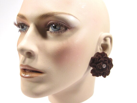 Vintage ear clips brown rose purple kitsch spiral oval rhombus earrings