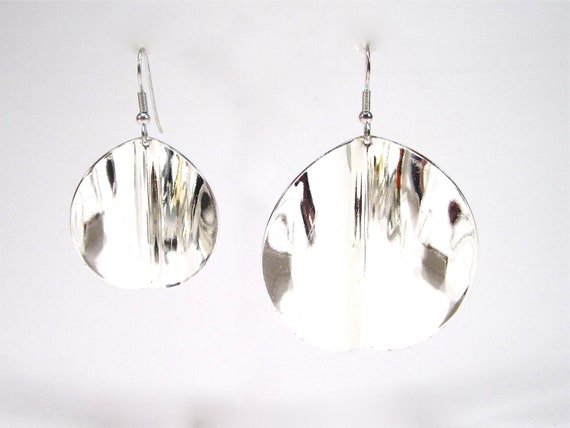 Earring Collection Disco 70s Style Silver Shiny D… - image 3