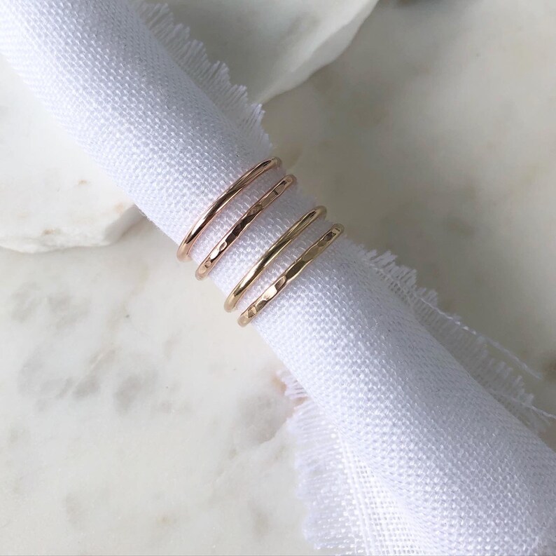 2 Dainty 14k GoldRose Gold Filled Stacking Rings