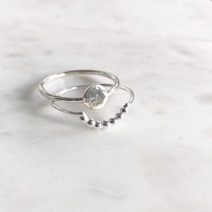 Sterling Silver Moon Ring Set