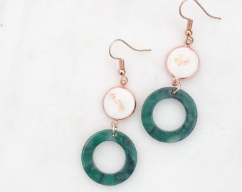 Pendientes colgantes de oro rosa