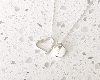 Sterling Silver Initial Heart Necklace