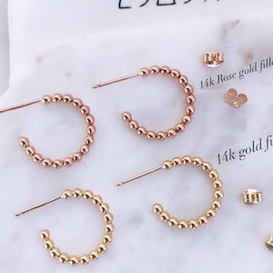14k Gold Filled/14k Rose Gold Bubble Hoop Earrings
