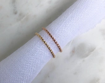 Twisted 14k Rose Gold Filled & Gold Filled Stacking Rings