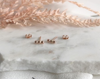 14k Gold/Rose Gold Filled Bubble Bar Earring Studs