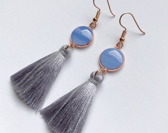 Grey Tassel Earrings