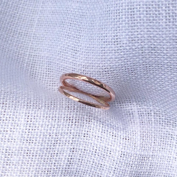 2 Dainty 14k Gold/Rose Gold Filled Stacking Rings