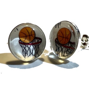 925 Sterling Silber Basketball Ohrringe Ohrstecker Cabochon