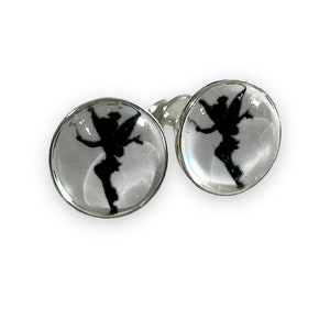 925 Sterling Silver Tinkerbell Earrings Studs Cabochon
