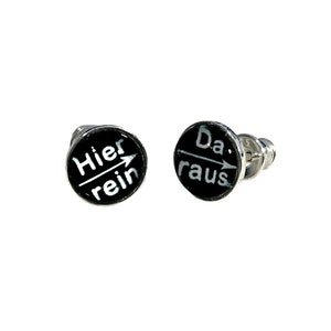 925 Sterling Silver In Here Out There Stud Earrings Leverbacks Saying