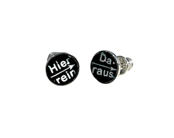 925 Sterling Silver In Here Out Stud Earrings Brisurs Saying