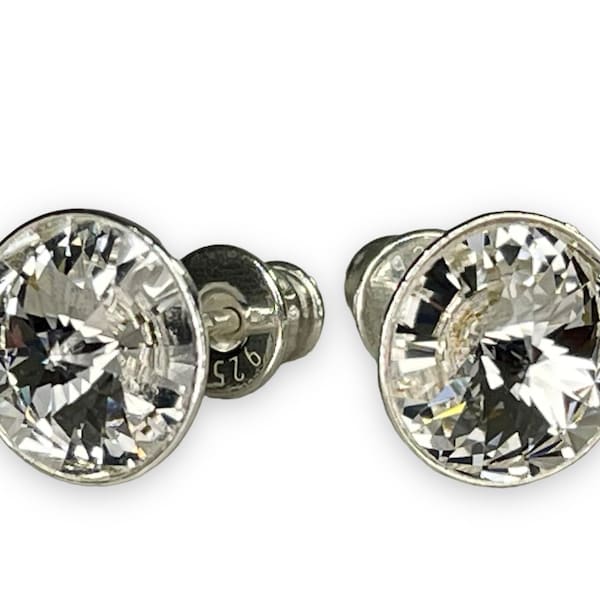 Silver Swarovski crystal with 925 sterling silver stud earrings Rivoli Crystal