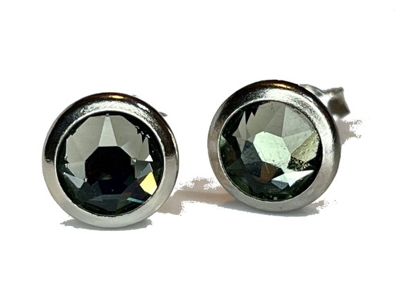 Silver Swarovski Crystal With 925 Sterling Silver Stud Earrings
