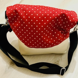 Sac Foldover Sac à bandoulière pliable sac à bandoulière sac à main dots dots rouge blanc