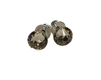 Silber Swarovski Kristall 6mm Xirius crystal Light Silk mit 925 Sterling Silber Ohrstecker Ohrringe Ohrhänger