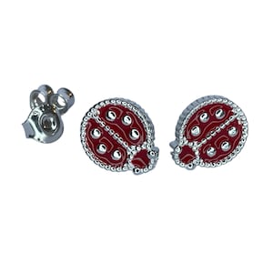Ladybug resin earrings stud earrings 925 sterling silver