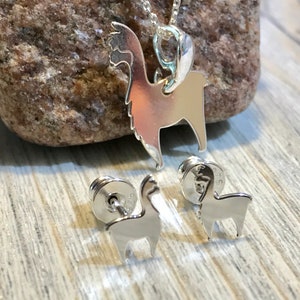 Alpaca Earrings Stud Necklace 925 Sterling Silver Jewelry Set