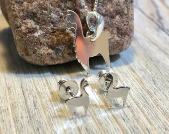 Alpaca earrings stud earrings necklace 925 sterling silver jewelry set