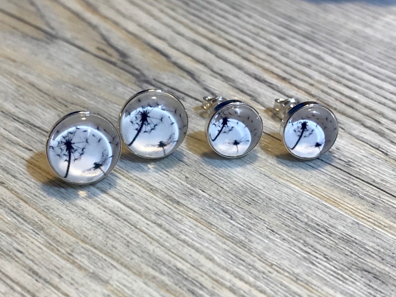 Pusteblume Ohrstecker Ohrringe Halskette Cabochon Kette 925 | Etsy