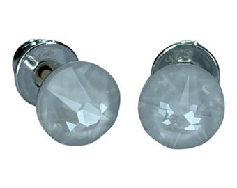 Pendientes colgantes Xirius Electric White Ignite de plata con cristales Swarovski de 6 mm.